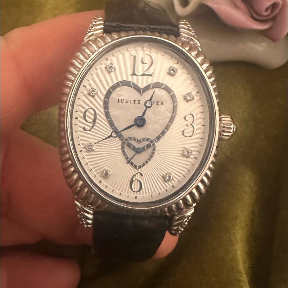 Judith Ripka Silver and Pink MOP with Black leather strao